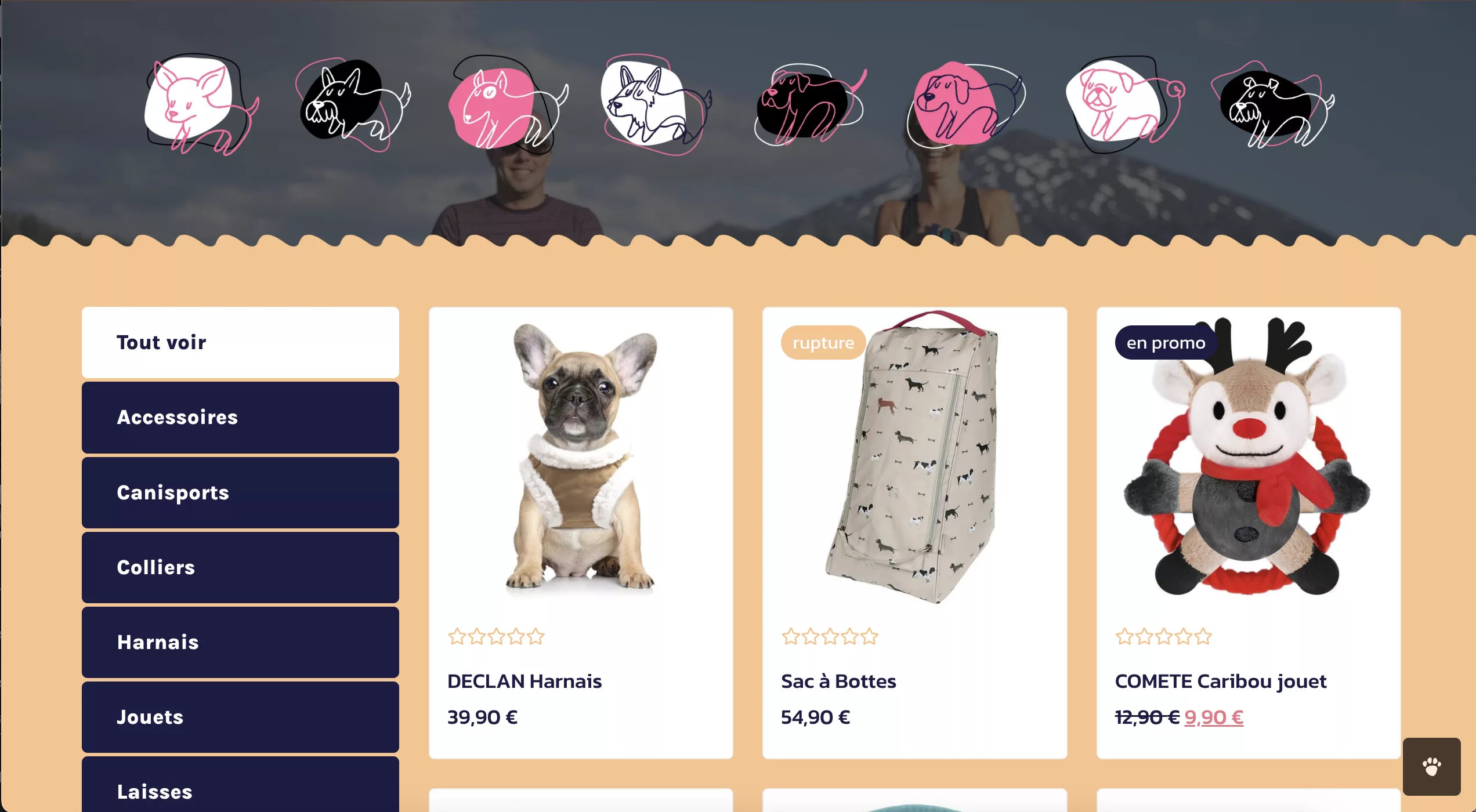 Page de site internet Dogshop