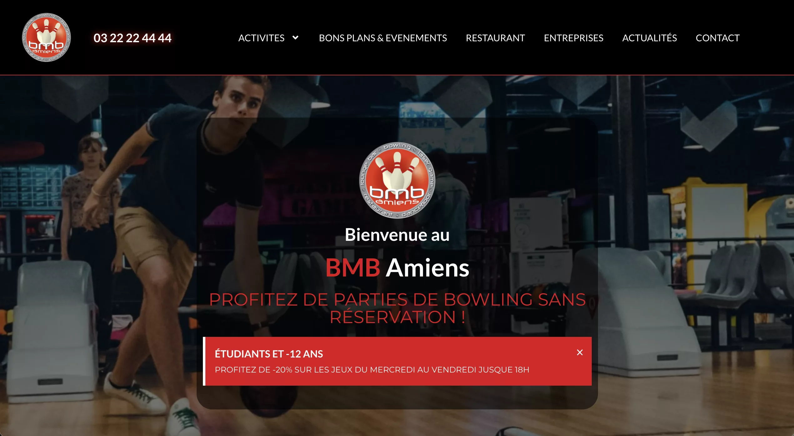 Page de site internet BMB Amiens